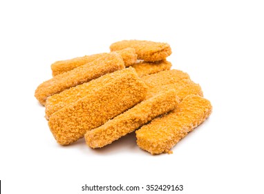 Some Fish Sticks On A White Background