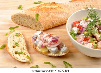 some fresh organic herring salad and bread