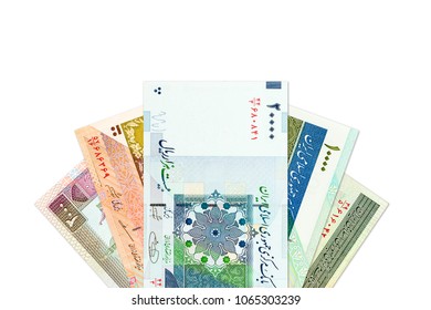 some iranian rial bank notes with copy space - Shutterstock ID 1065303239