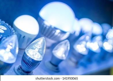 Some Led Lamps Blue Light Science And Technology Background