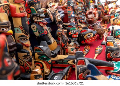 Some Native Alaskan Sculptures In Display 