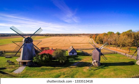Some Of The Old Windmills In Angla Located In The Small Farm Town In Saaremaa Estonia