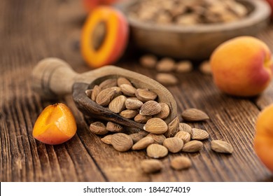 Some shelled Apricot Kernels as detailed close up shot (selective focus)