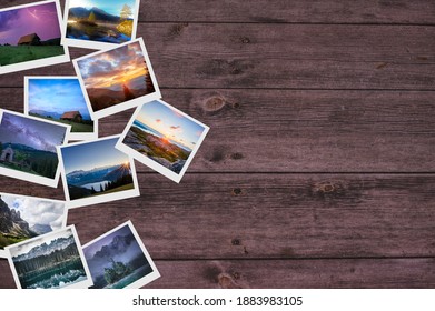 Some travel pics on a table