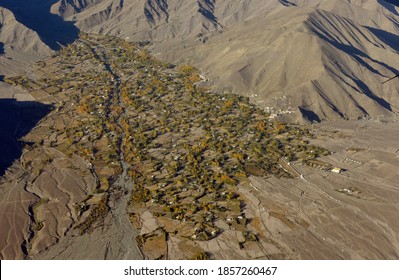 The Some Village Incredible Aerial View From A Plane Leh-Ladakh,Jammu & Kashmir, India