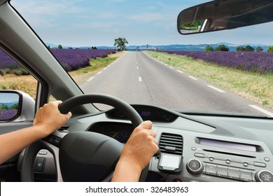 Someone Driving A Car On Contry Road, View  Inside Out