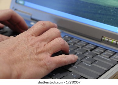 Someone Entering Data On Laptop Computer Stock Photo 17230357 ...