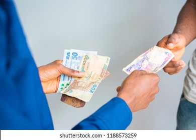 Someone Giving Money Another Person Hands Stock Photo 1188573259 ...