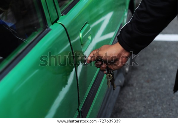 Someone Opening Car Door By Using Stock Photo Edit Now