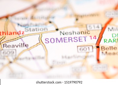 Somerset. New Jersey. USA On A Geography Map