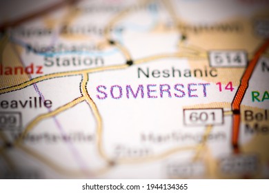 Somerset. New Jersey. USA On A Geography Map