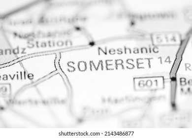 Somerset. New Jersey. USA On A Geography Map