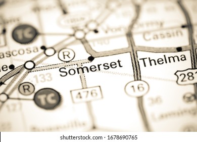 Somerset. Texas. USA On A Map