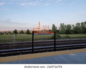 Somerville, MA, USA - June 20, 2022: Assembly MBTA Station