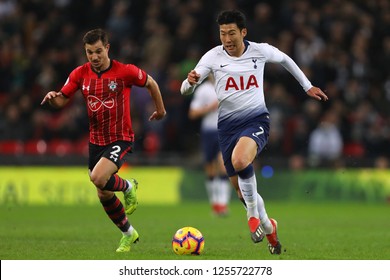 Son Heung-Min Of Tottenham Hotspur And Cedric Soares Of Southampton - Tottenham Hotspur V Southampton, Premier League, Wembley Stadium, London (Wembley) - 5th December 2018