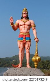 The son of the wind god Vayu Hanuman. Devotee of Rama and hero of the Ramayana. Vertical photo in full growth.