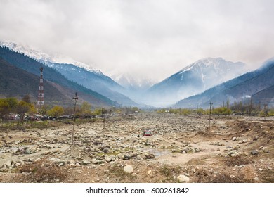 SONAMARG, INDIA - APRIL 14: SONAMARG, which means 'meadow of gold' has the snow mountains as backdrop. Travel activity such as riding horse, skiing in the winter Apr 14, 2014 in Sonamarg, India
