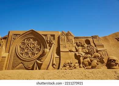 Sondervig, Denmark, June, 2022: International Sand Sculpture Festival