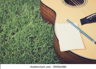 Song Writer Guitar Grass Background