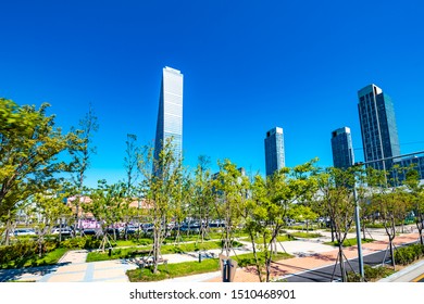 Songdo, Incheon, South Korea - August 9th 2019: The Posco Tower Songdo Or Northeast Asia Trade Tower, A Skyscraper In Songdo International City, South Korea.