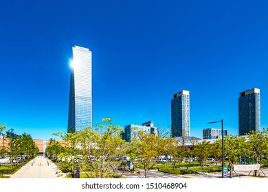 Songdo, Incheon, South Korea - August 9th 2019: The Posco Tower Songdo Or Northeast Asia Trade Tower, A Skyscraper In Songdo International City, South Korea.