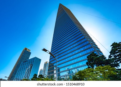 Songdo, Incheon, South Korea - August 9th 2019: The Posco Tower Songdo Or Northeast Asia Trade Tower, A Skyscraper In Songdo International City, South Korea.