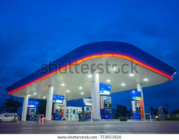 Songkhla, Thailand - Sep 9, 2017: PTT gas\
station. PTT Public Company Limited or simply PTT is a Thai\
state-owned SET-listed oil and gas company.Formerly known as the\
Petroleum Authority of\
Thailand.