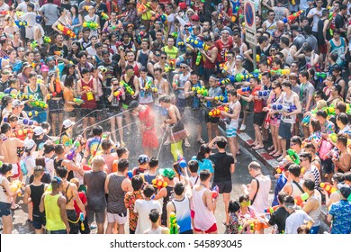 Songkran Festival In Silom, Bangkok, Thailand - 04/13/2016