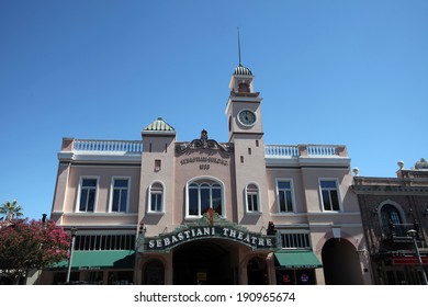 SONOMA, CALIFORNIA -- AUGUST 3, 2013 -- The Sebastiani Theatre In Downtown Sonomia, California Is A Centerpiece Of The Historic Old West Town.