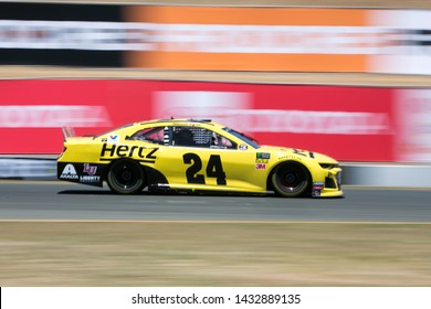 SONOMA, CALIFORNIA - JUNE 23, 2019: William Byron In His Hertz Chevrolet At The Toyota/Save Mart 350 At Sonoma Raceway. Byron Finished 27th. Martin Truex, Jr., Won The Race.