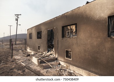 SONOMA, CALIFORNIA/ USA - OCT 16, 2017: Burned Remains Of The 100-year-old Stornetta Dairy Complex, East Of Sonoma. Fires In California Have Burned Over 220,000 Acres And Destroyed 5700 Structures.