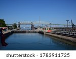 Soo Locks, Sault Ste Marie, MI Bridge to Canada only open to essential workers.