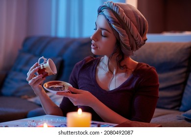 Soothsayer Telling Her Fortune By Using The Tasseography Method