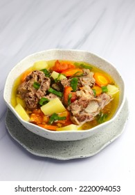 Sop Buntut Or Oxtail Soup Is A Soup Made With Beef Tails. This Food Origin From Java, Indonesia