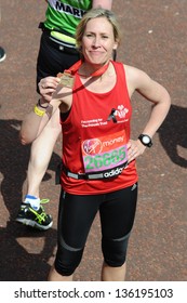 Sophie Raworth Finishes The 2013 London Marathon On The Mall, London. 22/04/2013 Picture By: Steve Vas