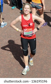 Sophie Raworth Finishes The 2013 London Marathon On The Mall, London. 22/04/2013 Picture By: Steve Vas