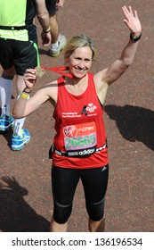 Sophie Raworth Finishes The 2013 London Marathon On The Mall, London. 22/04/2013 Picture By: Steve Vas