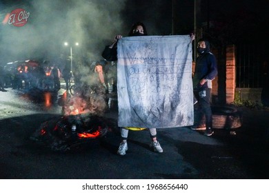 SOPO, COLOMBIA - 18 2021 -  Demonstrations In Colombia Because Of The Government Of President Duque And Alvaro Uribe Velez People Tired Of Corruption Take To The Streets To Protest