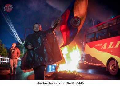 SOPO, COLOMBIA - 18 2021 -  Demonstrations In Colombia Because Of The Government Of President Duque And Alvaro Uribe Velez People Tired Of Corruption Take To The Streets To Protest