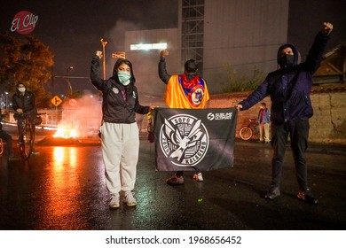 SOPO, COLOMBIA - 18 2021 -  Demonstrations In Colombia Because Of The Government Of President Duque And Alvaro Uribe Velez People Tired Of Corruption Take To The Streets To Protest