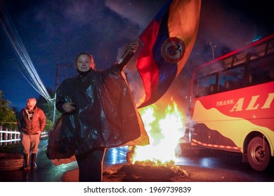 SOPO, COLOMBIA - 18 2021 -  Demonstrations In Colombia Because Of The Government Of President Duque And Alvaro Uribe Velez People Tired Of Corruption Take To The Streets To Protest