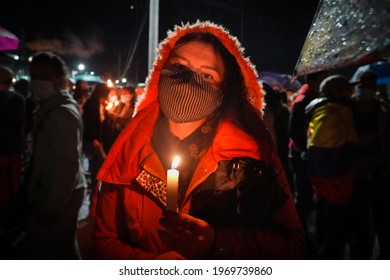 SOPO, COLOMBIA - 18 2021 -  Demonstrations In Colombia Because Of The Government Of President Duque And Alvaro Uribe Velez People Tired Of Corruption Take To The Streets To Protest