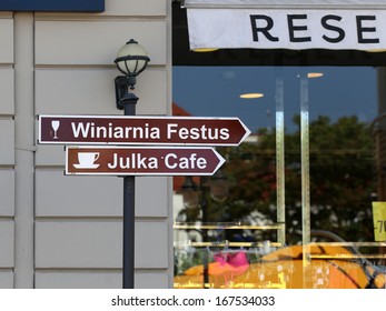 SOPOT, POLAND, CIRCA 2013 - The street guide for search cafe and restaurant circa 2012 in Sopot, Poland