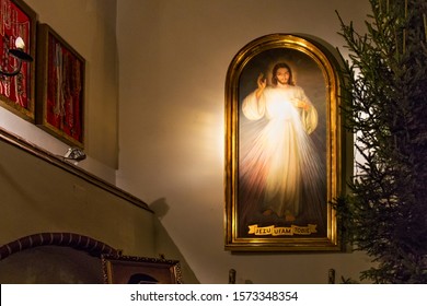 SOPOT, POLAND - DECEMBER 20, 2017: The Venerated Image Of Jesus Christ And Divine Mercy In The Garrison Church Of St. George In Sopot. 