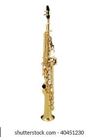 Soprano Sax, Wind Instrument. On A White Background