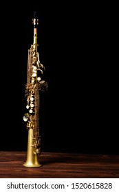 Soprano Saxophone On Black Background