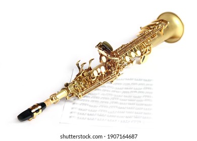 Soprano Saxophone On White Background