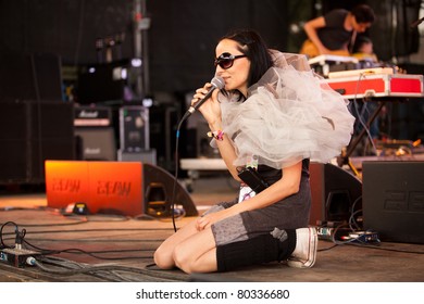 SOPRON, HUNGARY - JUL 1: Singer From The Polish Band Peach On The Volt Festival, On Jul 1, 2011 In Sopron, Hungary.