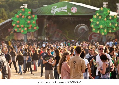 SOPRON, HUNGARY - JUL 2: Crowd Before The Bars On The Volt Festival, On Jul 2, 2011 In Sopron, Hungary.