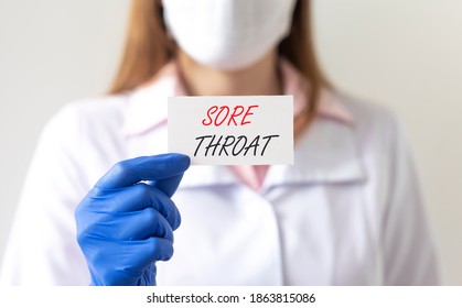 Sore throat inscription. Medical text or words - Shutterstock ID 1863815086